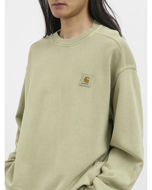 Carhartt Green Cotton Crewneck Sweatshirt With Logo for men