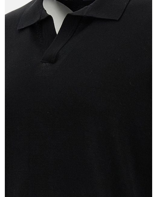 Tagliatore Black Cotton Knit Polo Shirt for men