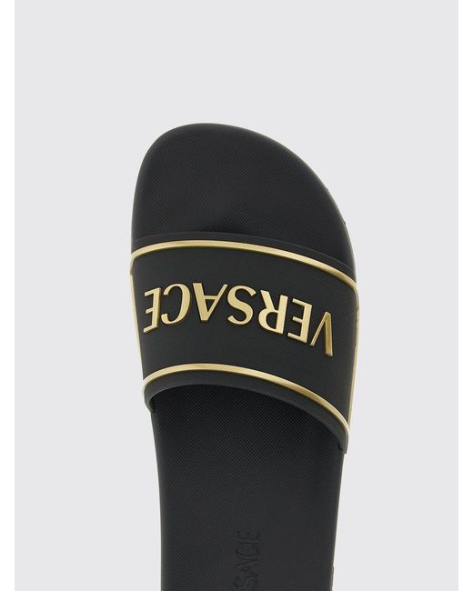 Versace White Rubber Sliders With Logo for men