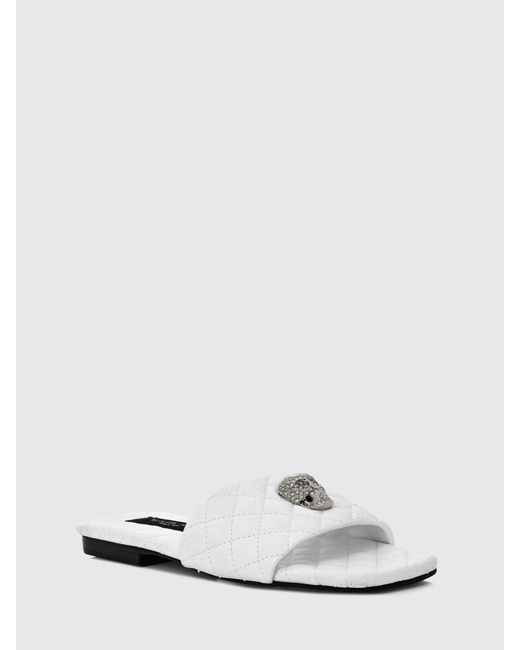 Philipp Plein White Quilted Leather Low-Heel Mules With Skull Detail
