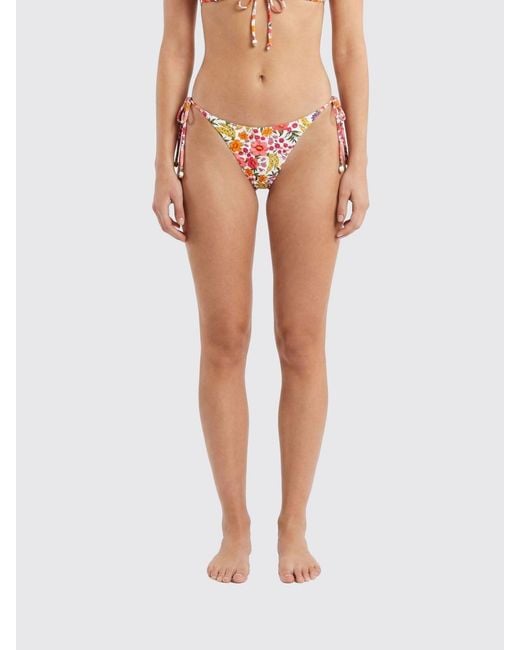 Farm Rio White Polyamide Bikini Bottom With Floral Print