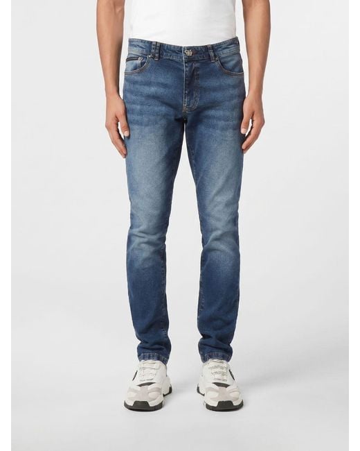 Philipp Plein Blue Stretch Slim Fit Jeans for men