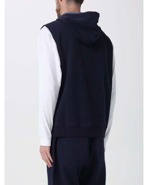 Brunello Cucinelli Blue Cotton Blend Zip Hoodie for men