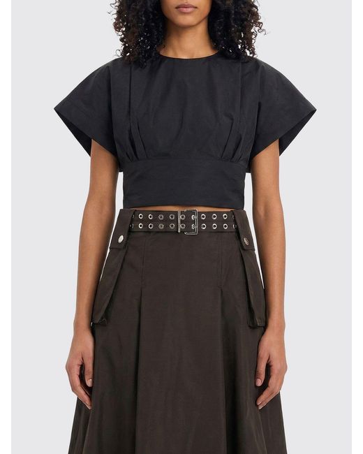 Pinko Black Asparago Cropped Cotton Top
