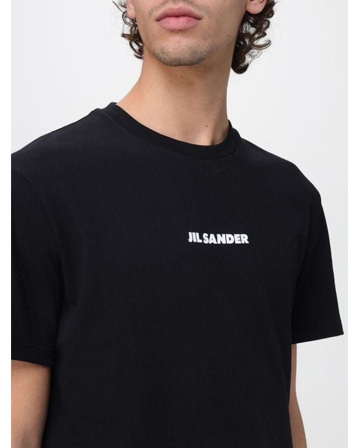 Jil Sander Black Cotton T-Shirt With Logo for men