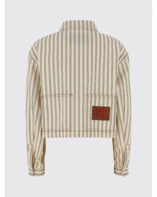 Fendi White Striped Short Denim Jacket