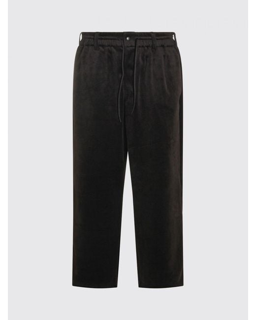 Y-3 Black Velvet Trousers With Drawstring Waist And Side Pockets for men