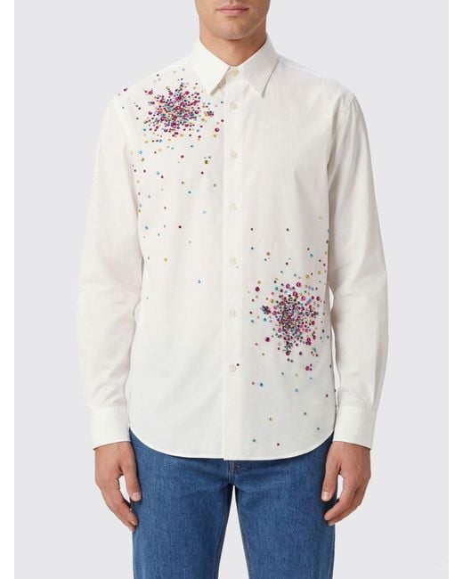 Dries Van Noten White Cotton Shirt With Sequins for men
