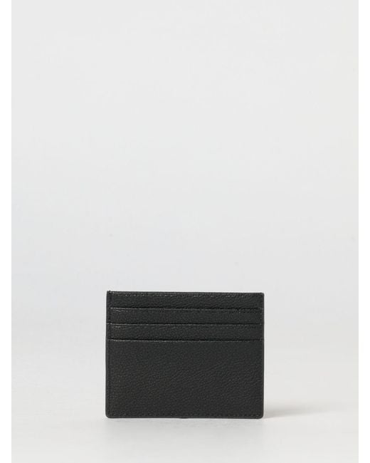 Patrizia Pepe White Flat Grained Leather Card Holder With Seven Slots And Lettering Logo
