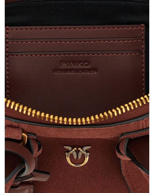 Pinko Brown Escape Suede Bag
