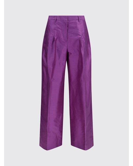 Sara Roka Purple Wide Silk Trousers