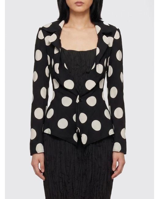 Junya Watanabe Black Slim Fit Polka Dot Single-Breasted Asymmetrical Blazer