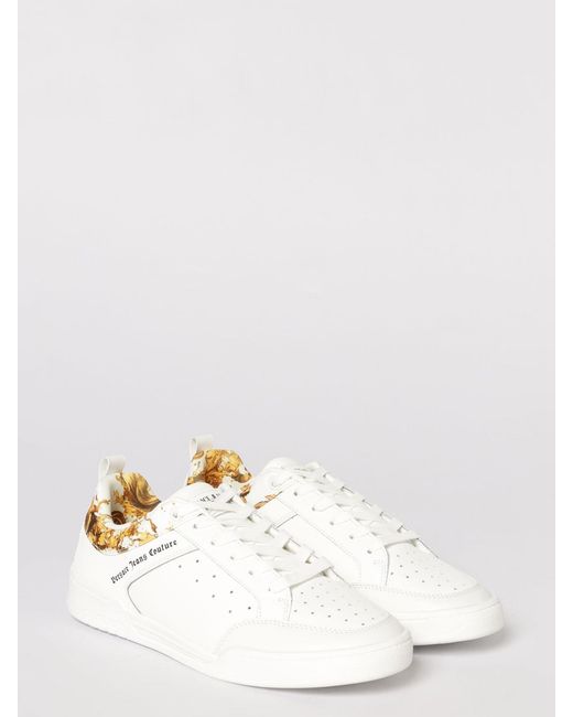 Versace Jeans Couture Natural Leather Sneakers With Baroque Print for men
