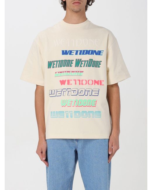 T-shirt in cotone con stampa di we11done in White da Uomo