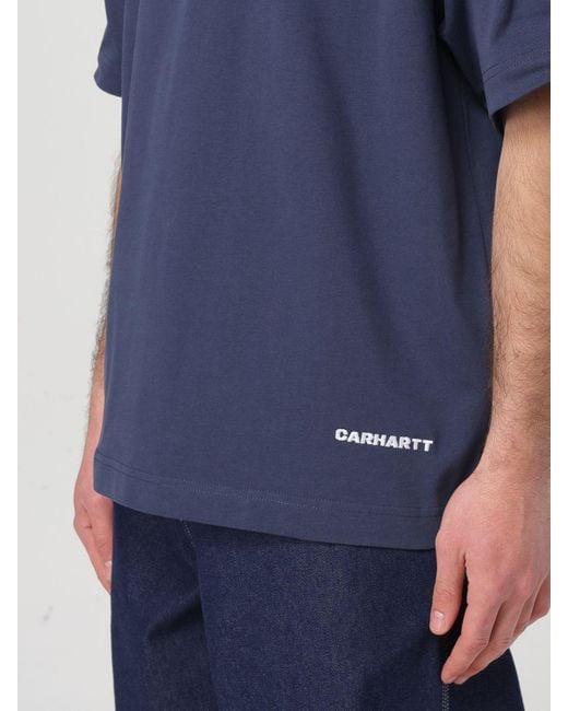 T-shirt in cotone con logo ricamato di Carhartt in Blue da Uomo