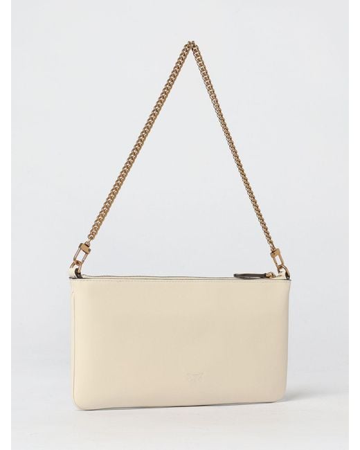 Pinko Natural Horizontal Flap Leather Bag