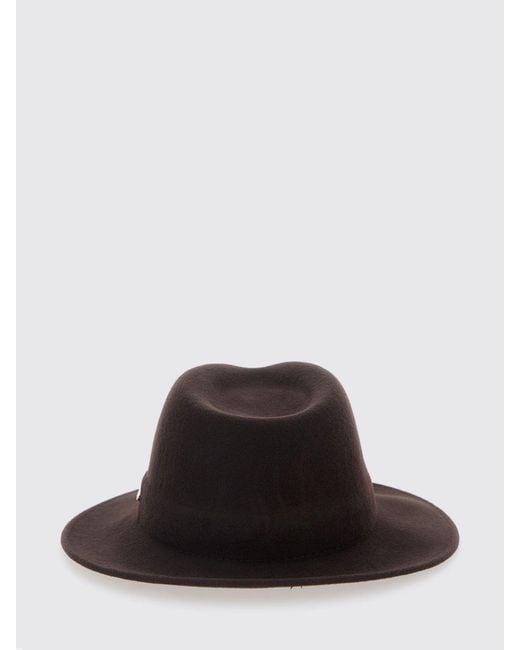 Twinset White Wide-Brimmed Wool Felt Hat With Metal Logo