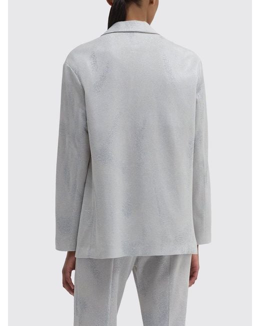 MACCAPANI Gray Double-Breasted Viscose And Cotton Blazer