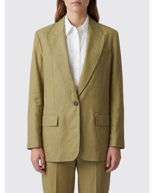 Tela Green Linen Blend Single-Breasted Blazer
