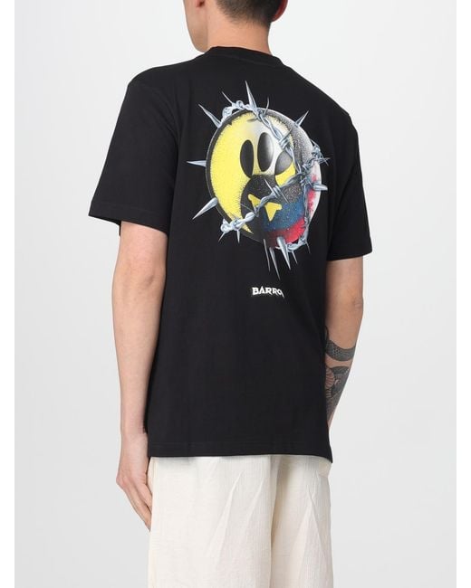 Barrow Black Printed Cotton T-Shirt for men