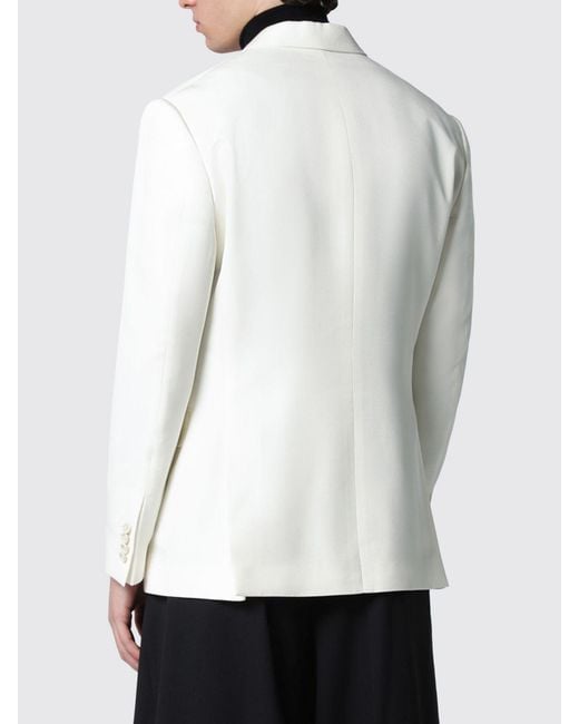 Lardini White Double-Breasted Viscose And Silk Blazer for men