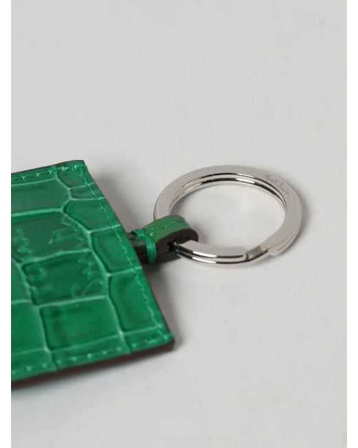 Paul Smith Green Crocodile Print Leather Keychain for men