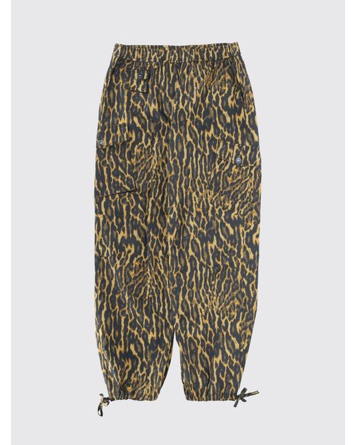 Ganni Green Animal Print Cotton Trousers