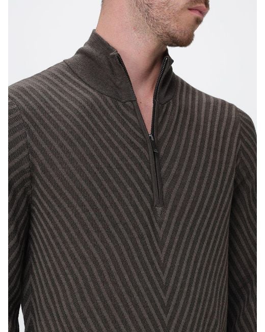 Emporio Armani Gray Slim Fit Chevron Virgin Wool Turtleneck Jumper for men