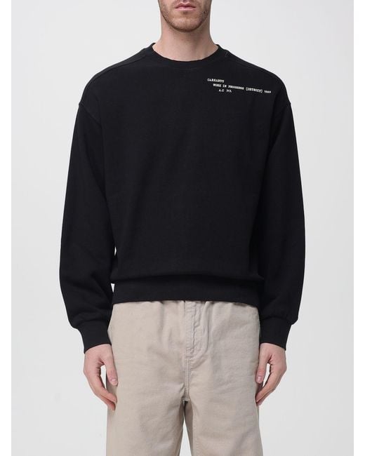 Carhartt Blue Crew Neck Cotton Sweatshirt With Logo for men