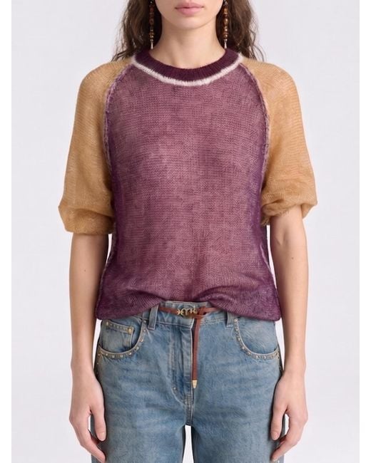 Momoní Purple MomonÌ Color-Block Mohair Wool Pullover