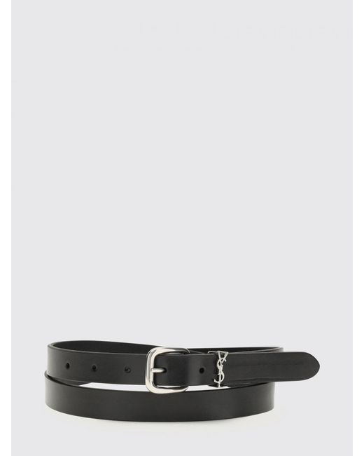 Saint Laurent White Cassandre Leather Belt for men