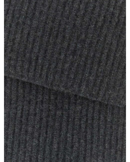 Maison Margiela Black Ribbed Virgin Wool Scarf for men