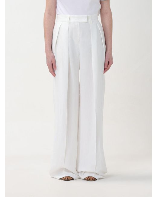 Pantalone in viscosa e lino di Brunello Cucinelli in White