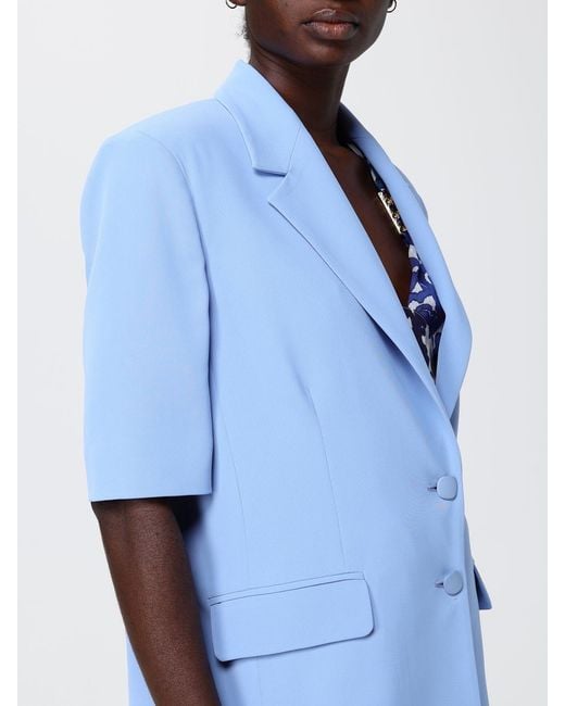 Hanita Blue Crepe Single-Breasted Blazer