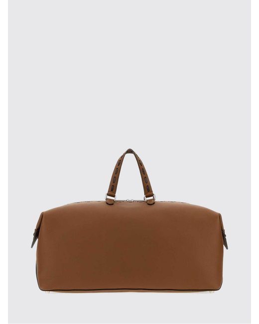 Fendi Brown Duffle Lui 55 Calfskin Bag With Contrast Stitching for men