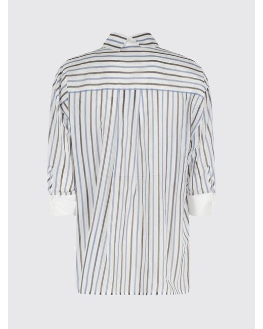 Semicouture White Gracia Striped Cotton And Silk Shirt