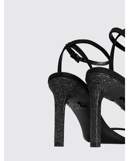 Tory Burch White Pavè Suede Sandal With Rhinestone Heel