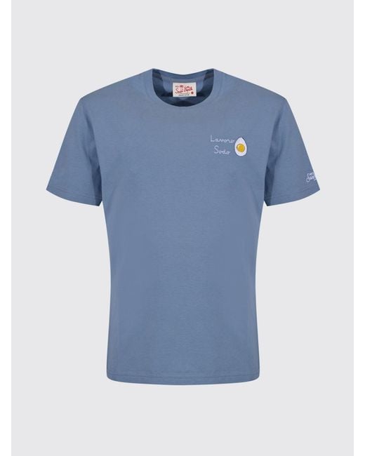 Mc2 Saint Barth Blue Cotton Crew Neck T-Shirt for men