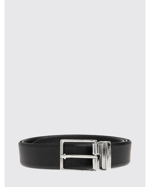 Emporio Armani White Reversible Saffiano Leather Belt for men