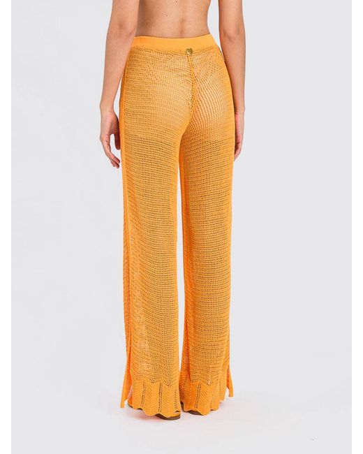 Twinset Orange Cotton Blend Palazzo Trousers