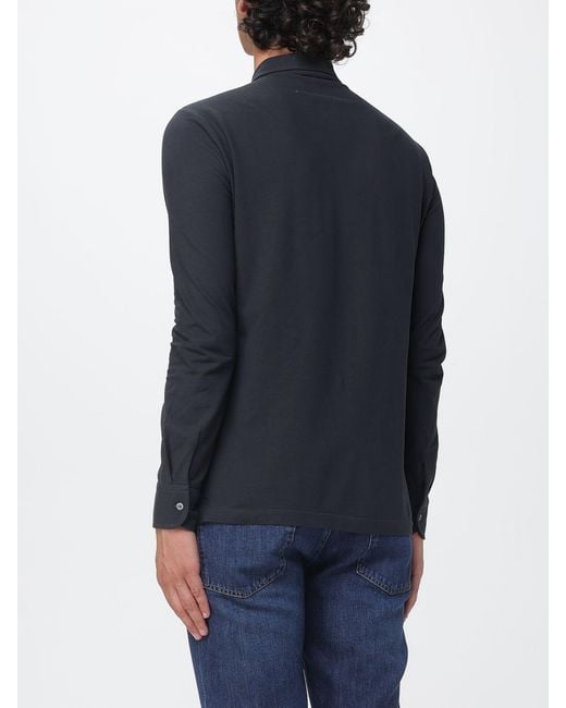 Zanone Blue Knit Polo Shirt for men