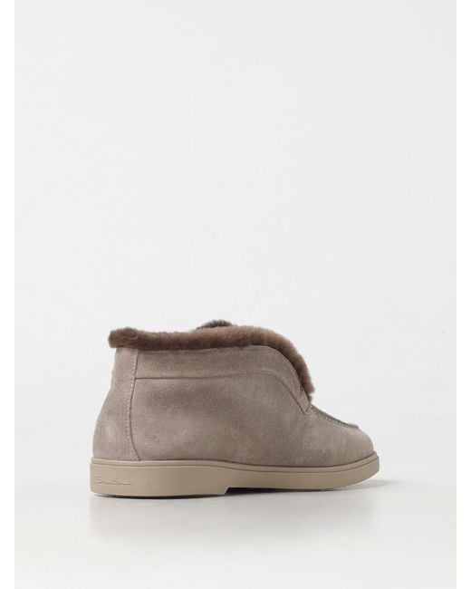 Santoni Brown Flat Ankle Boots