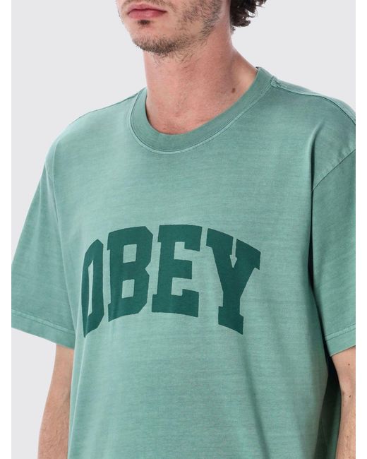 Obey Green Printed Cotton T-Shirt for men