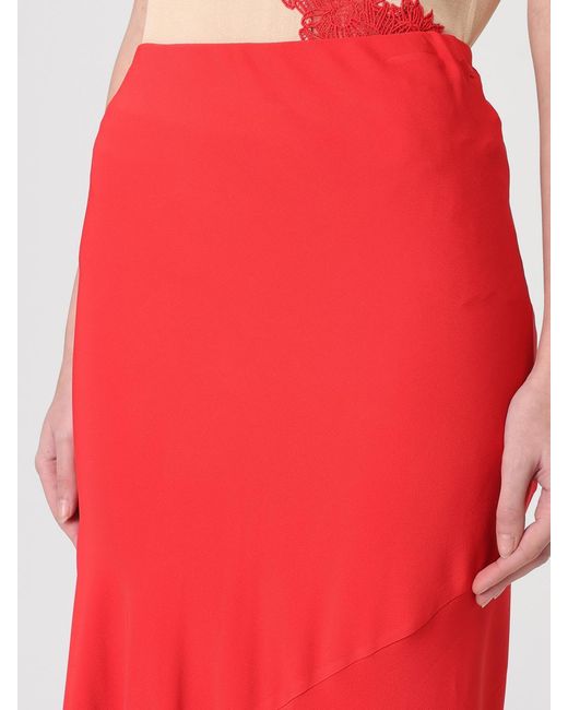 Ermanno Scervino Red Long Crêpe Skirt