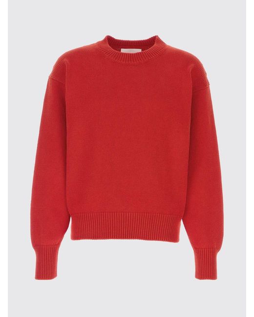 Jil Sander Red Basic Cotton Crew-Neck Sweater for men