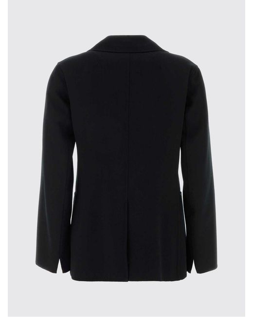 Max Mara Black Double-Breasted Virgin Wool Coat