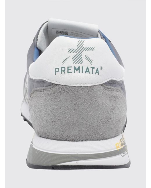 Premiata White Lucy Suede And Perforated Fabric Sneakers