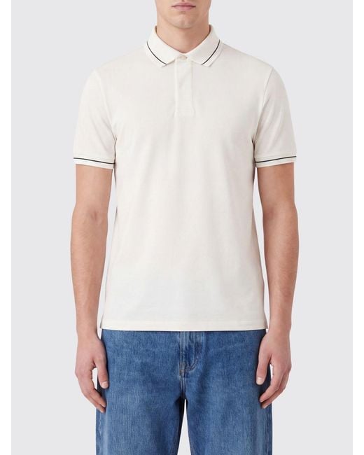 Emporio Armani White Slim Fit Cotton Polo Shirt With Contrast Trims for men