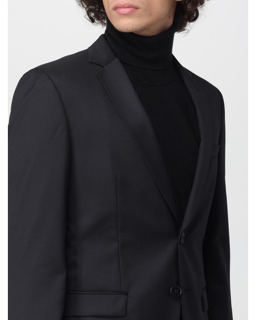 HUGO Blue Single-Breasted Crêpe Blazer for men