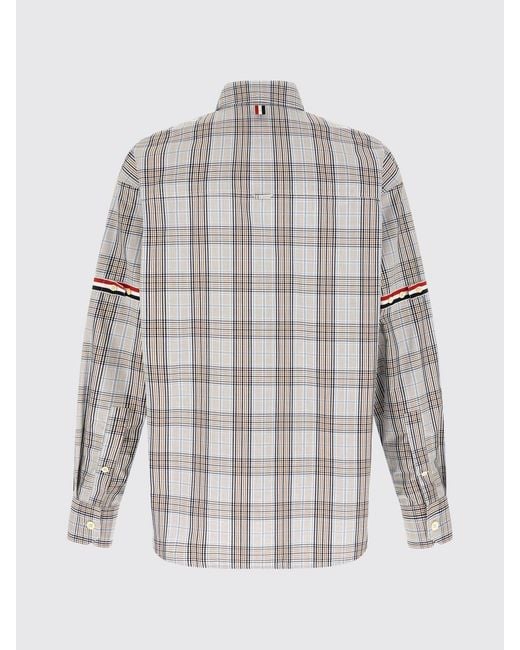 Thom Browne Gray Tartan Cotton Shirt for men